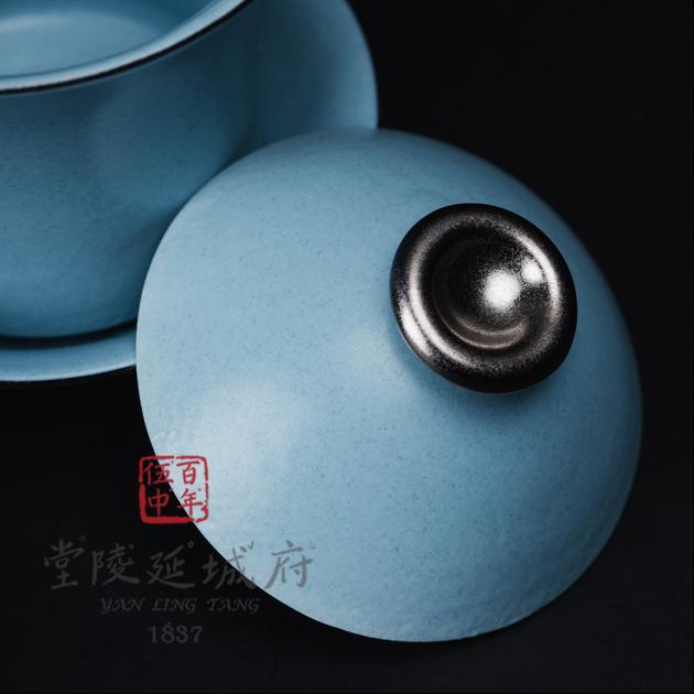 現代汝窯天青星抹蓋碗杯 4