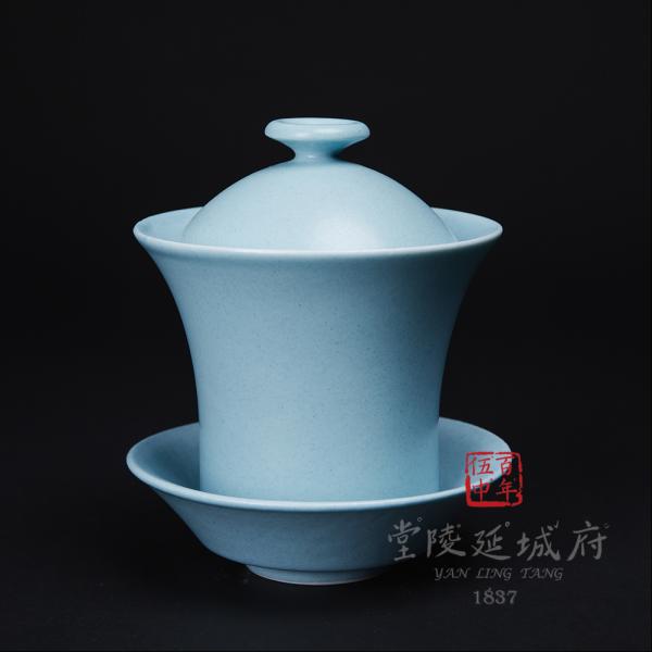 現代汝窯天青蓋碗杯